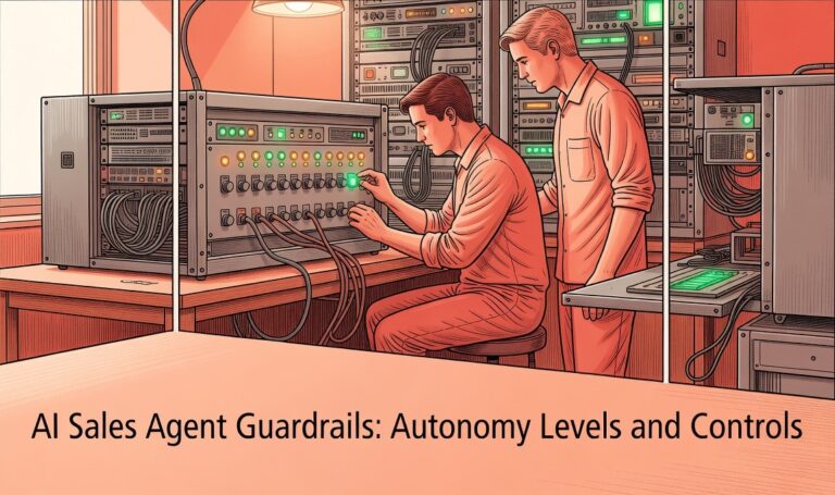 RevOps professional configuring ai sales agent guardrails at a workstation with pipeline controls visible